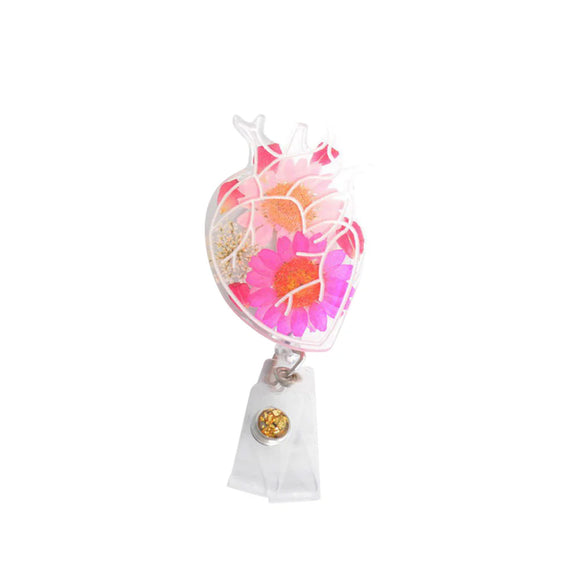 Glitterific Badge Reel- Floral Heart