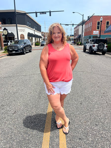 Olivia Round Hem Tank- Coral