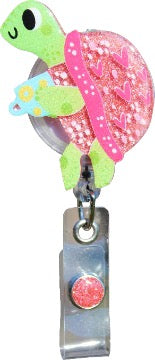 Glitterific Badge Reel- Turtle Love