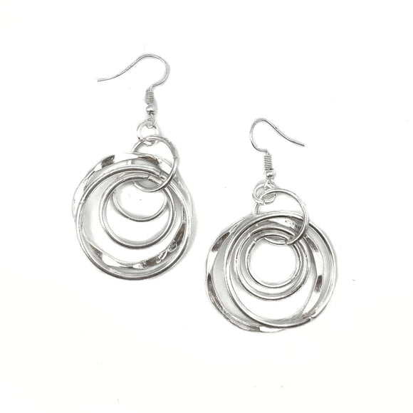 Sliver Plated Hammered Circle Earrings by Anju